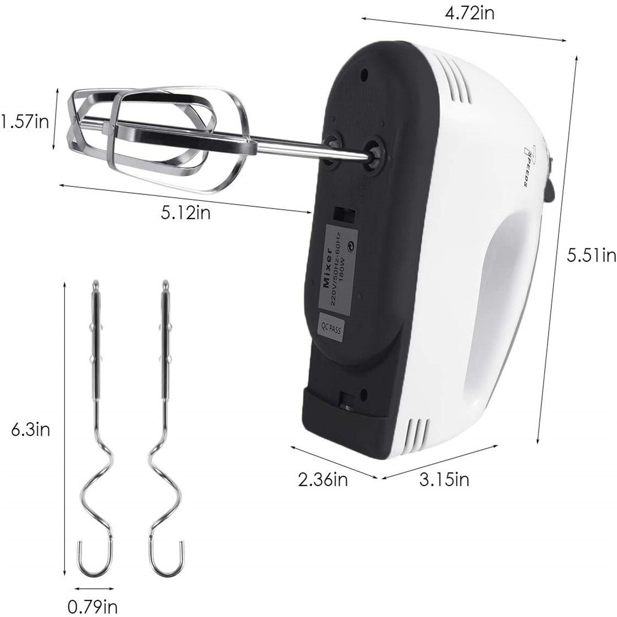 7 Speed Hand Mixer Electric Portable Kitchen Hand Held Dough Mixer Multifunctionele Immersion Blender Whisk for Food Whipping