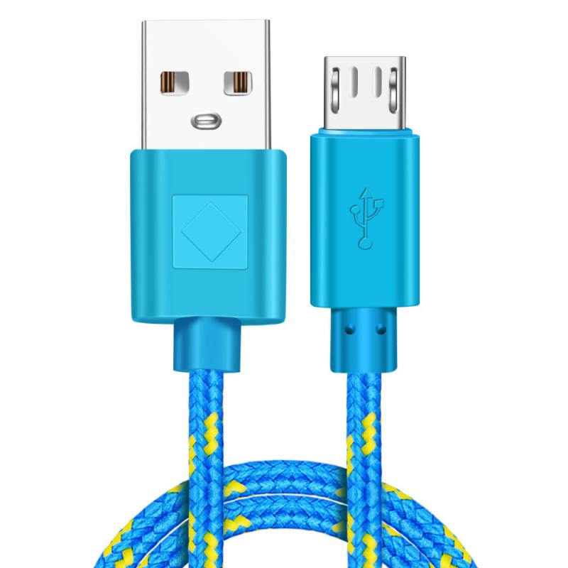 1m/2m Micro USB Cable Data Sync USB Charger Cable For Samsung HTC LG Huawei Xiaomi Android Mobile Phone Cables Accessories: blue / 2m