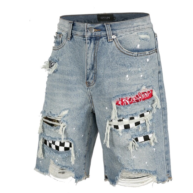 GUAPI GVAPI MMXV DESTROYER DENIM SHORTS BLUE