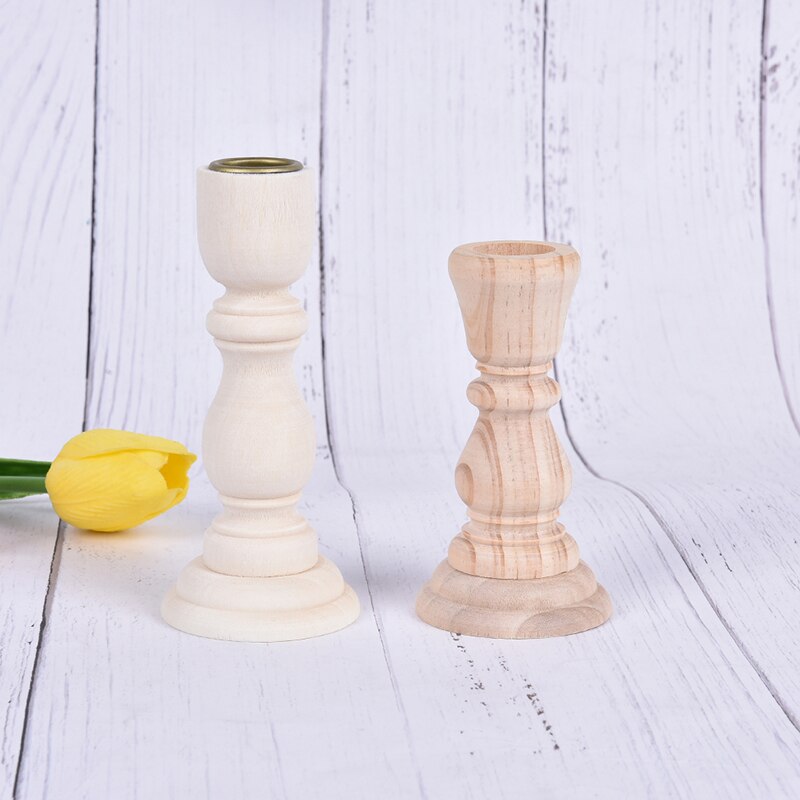 1pc Candle Holders Unfinished Candlesticks Holders Unpainted Wood Classic Craft Candlesticks Holders DIY Home Wedding Decoration