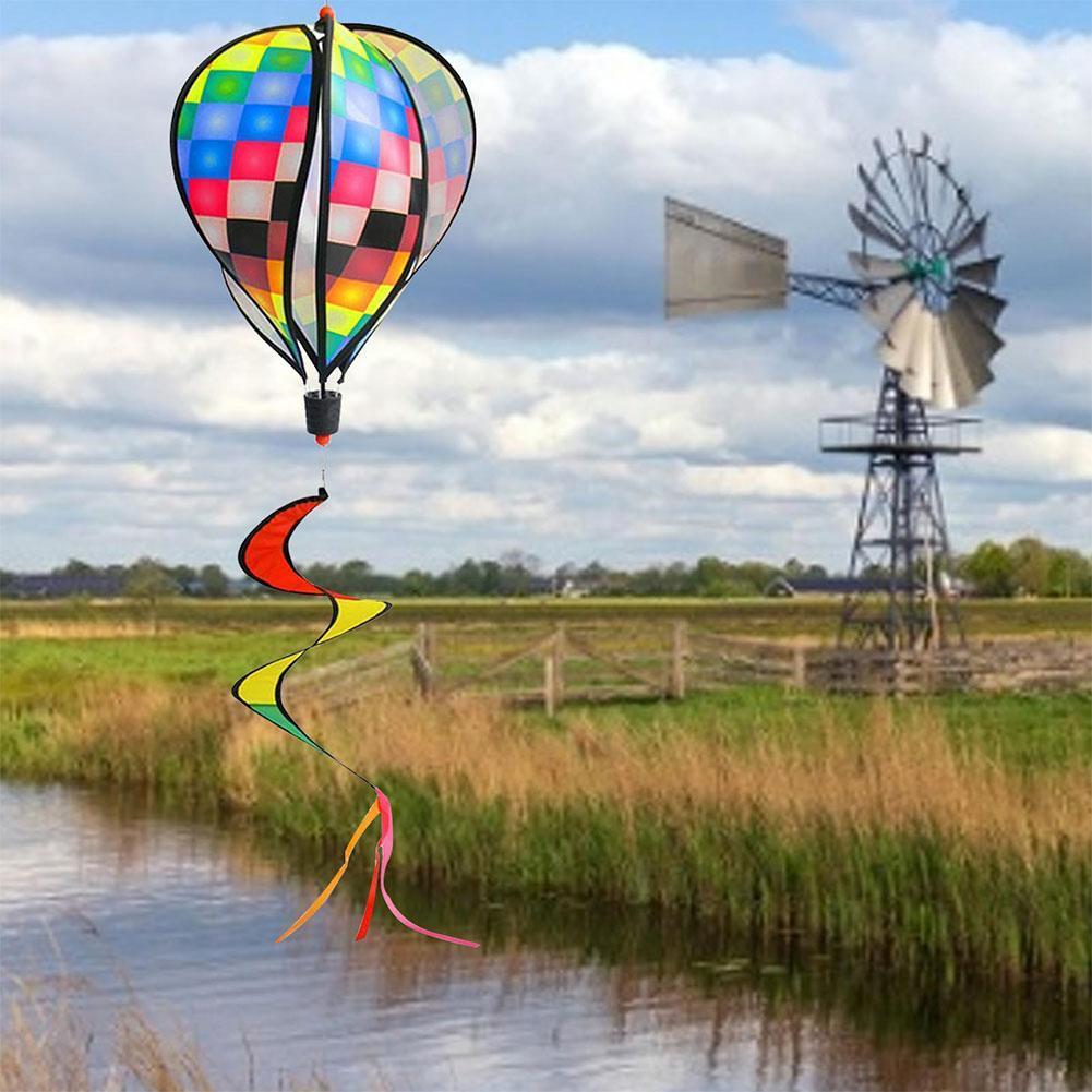 Wind Spinner Wind Chimes Rotating Windmill Rainbow Air Stripe Decoration Windsock Balloon Garden Outdoor Q3h4