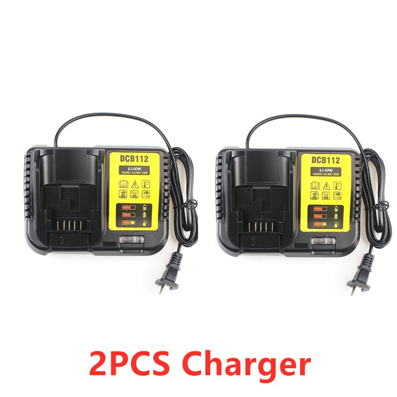 Aleaivy 18V 20V Max XR Battery 8.0Ah with Charger - Replacement for Dewalt DCB184 DCB181: 2pcs Charger