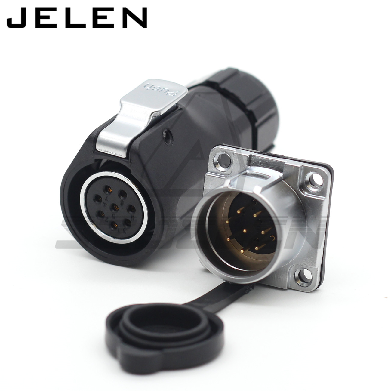 XHE20, IP67 2/3/4/5/6/7/8/9/10/12 pin Waterproof connector Square 4 holes panel mount connector power cable female plug socket: 8 pin