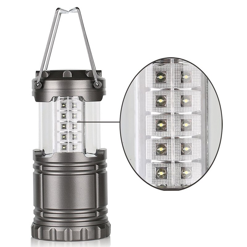 30 LED Camping Lantaarn Draagbare Water Slip Ultra Heldere Tent Lamp Voor Wandelen, Emergency Outdoor LED Camping Zaklamp: one grey