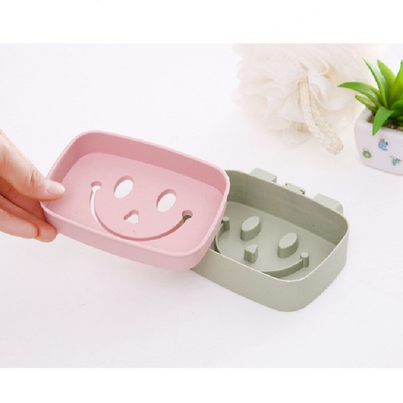 Smile shape soap holder no nail soap box Toilet shower tray draining rack bathroom gadgets soap dish bathroom soap rack