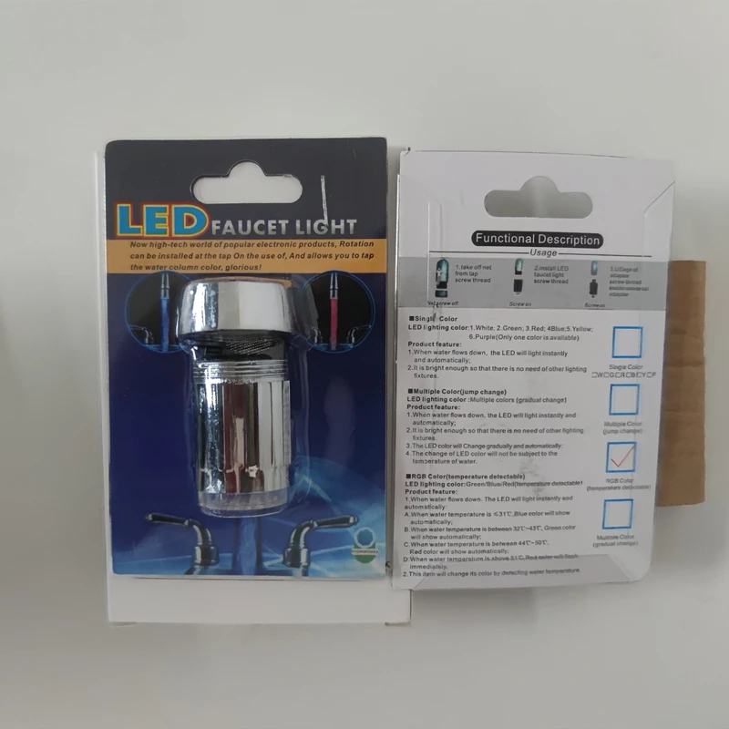 Temperaturempfindlicher LED-Wasserhahn, wassersparend, für Küche, Badezimmer, Sensor, 7, Farbwechsel, Wasserhahn, Kopfbelüfter, Wasserhahn, Düse, Dusche: Blau