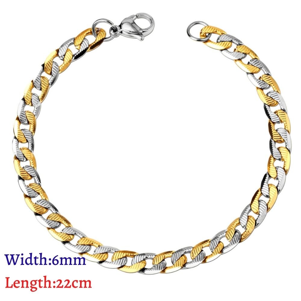 LUXUKISSKIDS-Pulseras hombre de acero inoxidable de para mujer y hombre, originales para mujer,cadenas de eslabones cubanos, pulsera de muñeca para pareja, de joyería,pulsera plata,navidad: Chapado en rodio