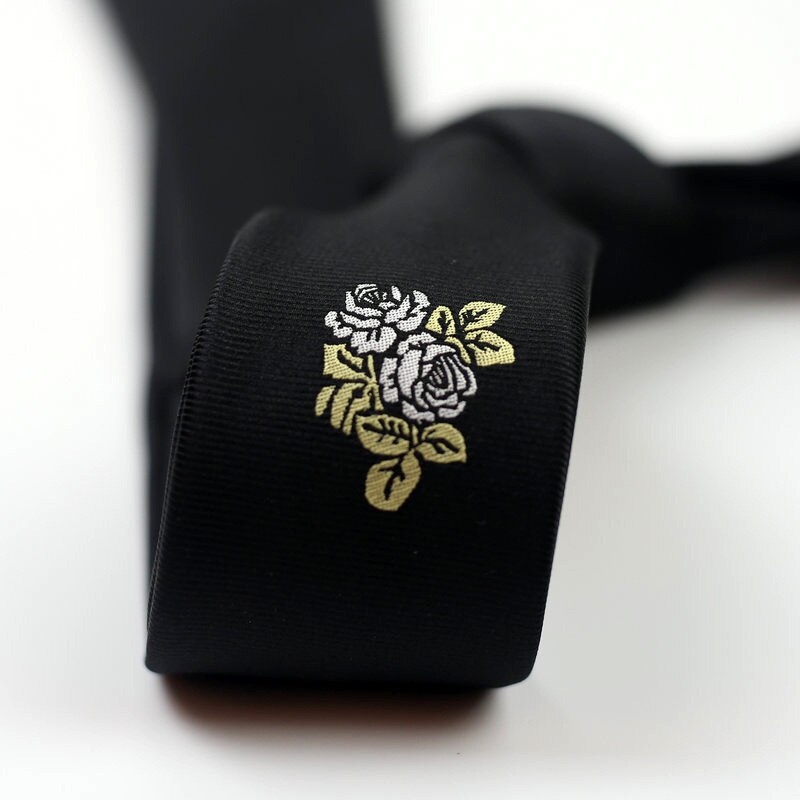 Mænd slips personlighed broderi blomster sort rød forretning afslappet koreansk britisk smal 5cm slips vild trend slips tilbehør