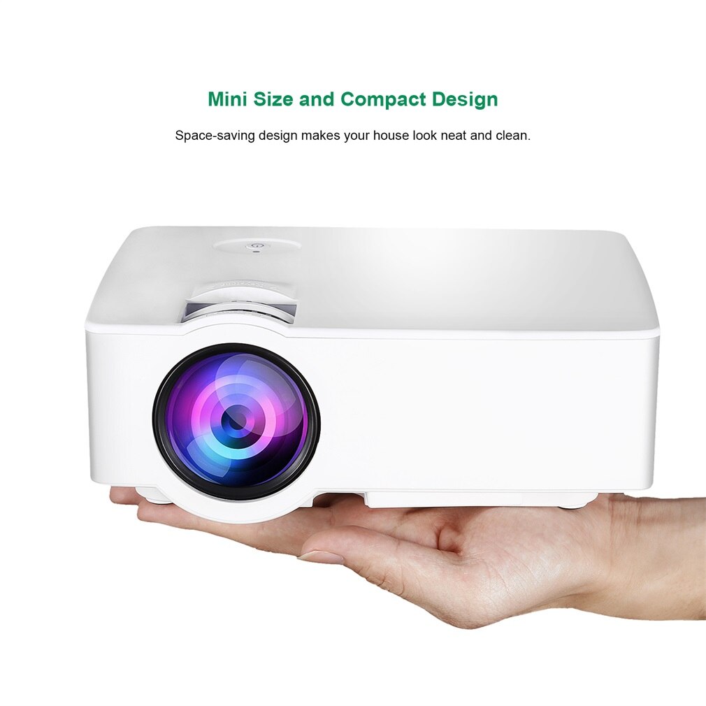 E08S Mini proyector portátil 200 lúmenes 800x480 Full HD LED Video Home Cinema IR Control remoto con cable misma pantalla