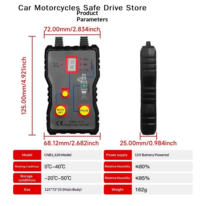 【M】Fuel System Scan Tool Automotive Cleaning Tool Kit Injector Flush Cleaner Car Fuel Injector Tester Portable 4 Pluse Mode