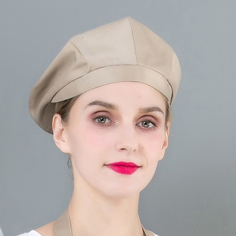 1 st. koksmuts hotel kookmutsen café bar ober restaurant kok bakken petten uniform ademend voorwaarts pet 56-58cm: Beige