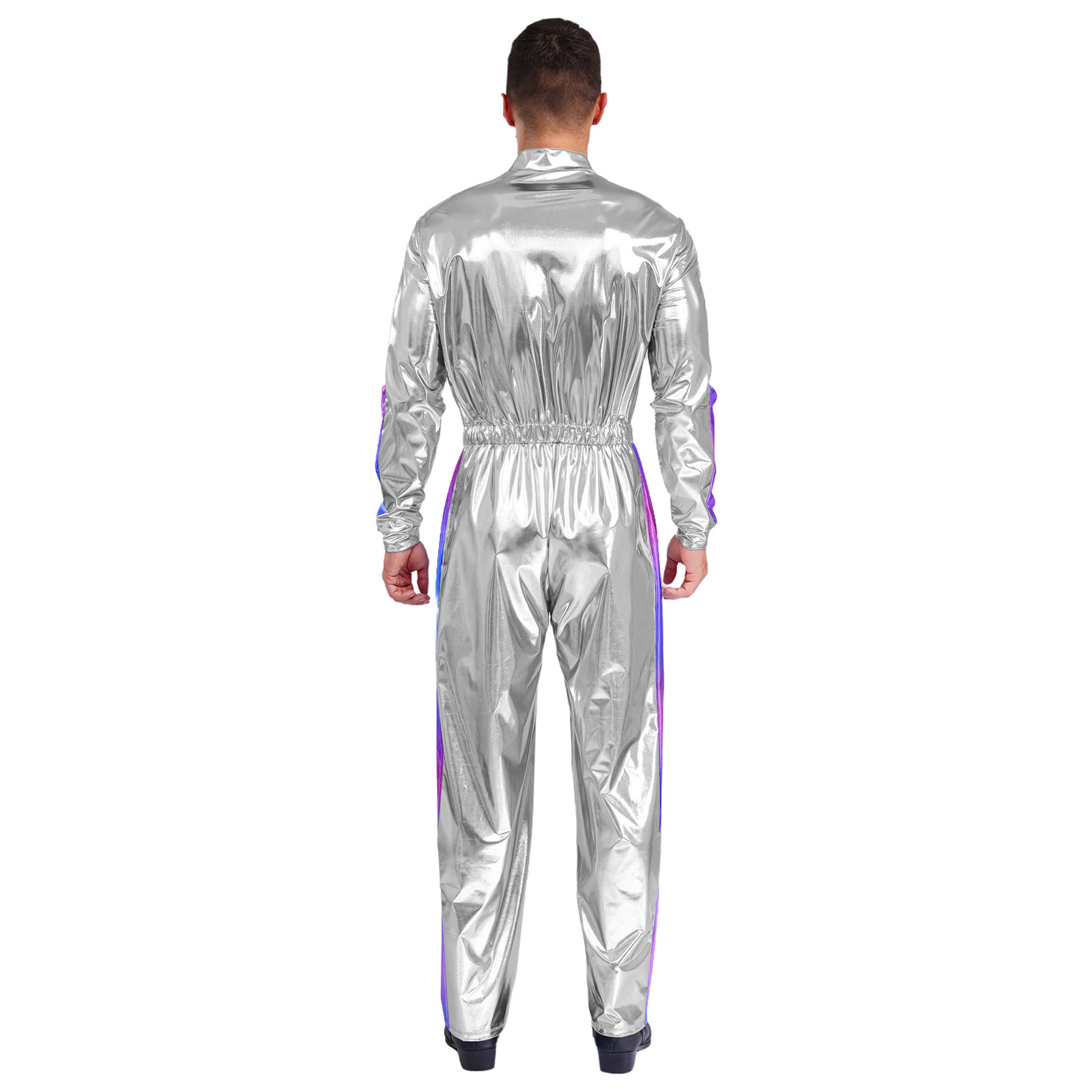 Herren Sparkly Shiny Astronaut Alien Weltraum Cosplay Kostüm Piloten Uniformen Overall Halloween Karneval Cosplay Kostüm