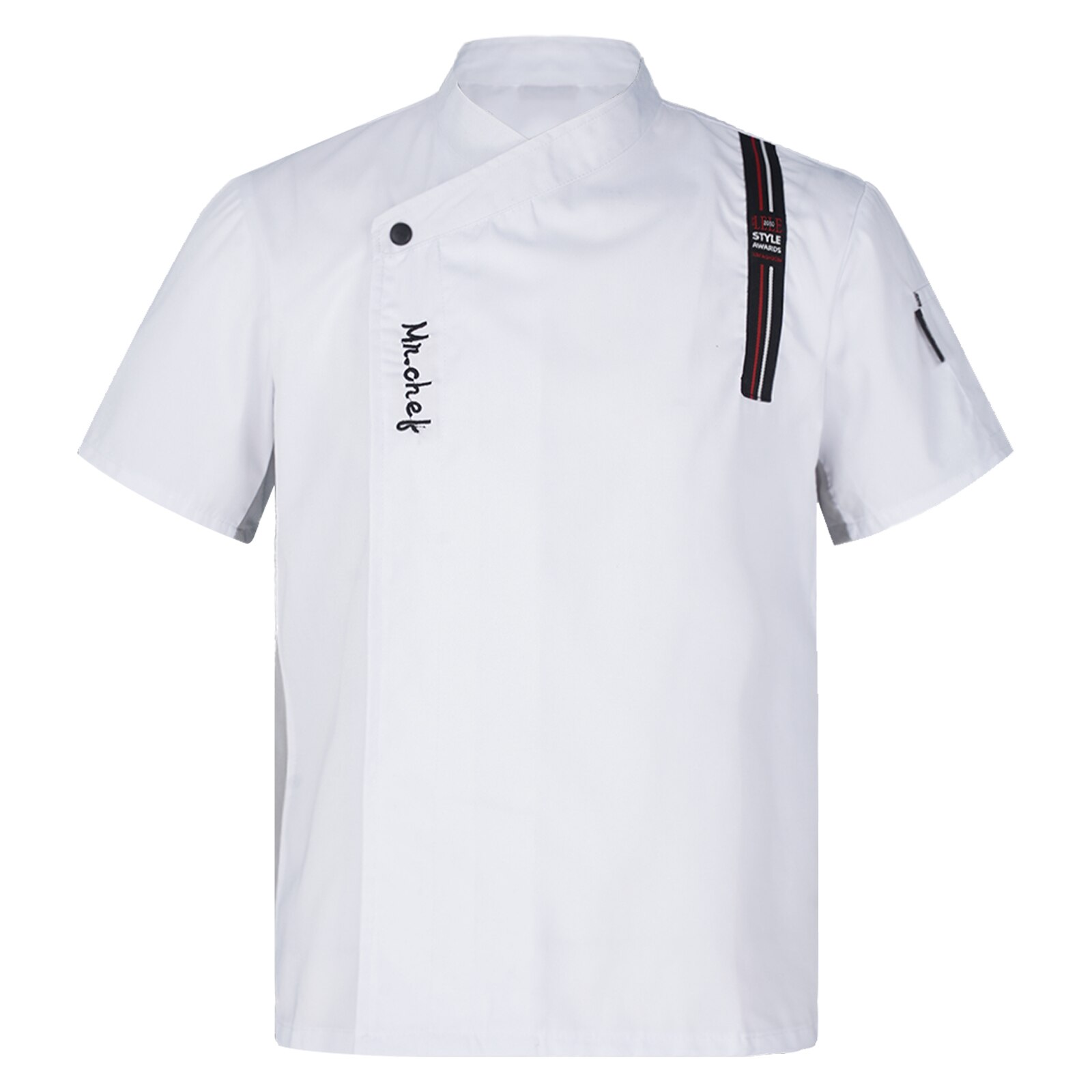 Manteau de Chef cuisinier pour hommes, uniforme de cuisine, T-shirts avec lettres brodées, veste à manches courtes, hauts, vêtements de travail pour la cuisine de Restaurant