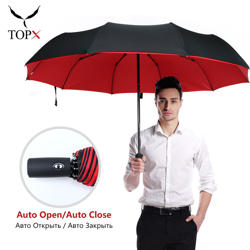 Automatic Double Layer Umbrella Women 3Fold Windproof 10K Men Umbrellas Large Luxury Car Business Umbrella