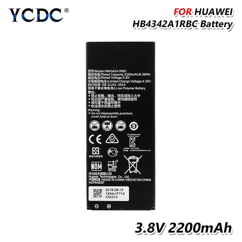 HB4342A1RBC Oplaadbare Lithium Li-Po Telefoon Batterij 3.8V 2200Mah Batterij Voor Huawei Y5 Ii Y5II Y6 Ascend honor 4A 5A