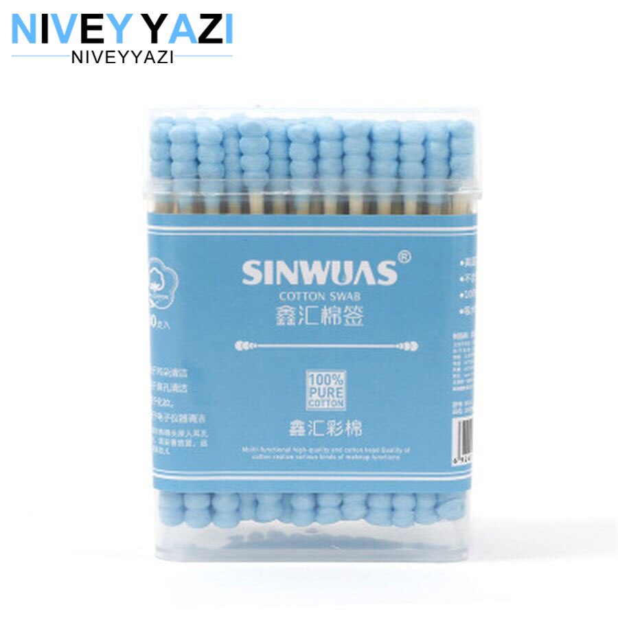 100pcs Bamboo Cotton Swab Wood Sticks Soft Cotton Buds Double Head Cotton Swab Nose Ears Cleaning Health Cosmetics Care Tools