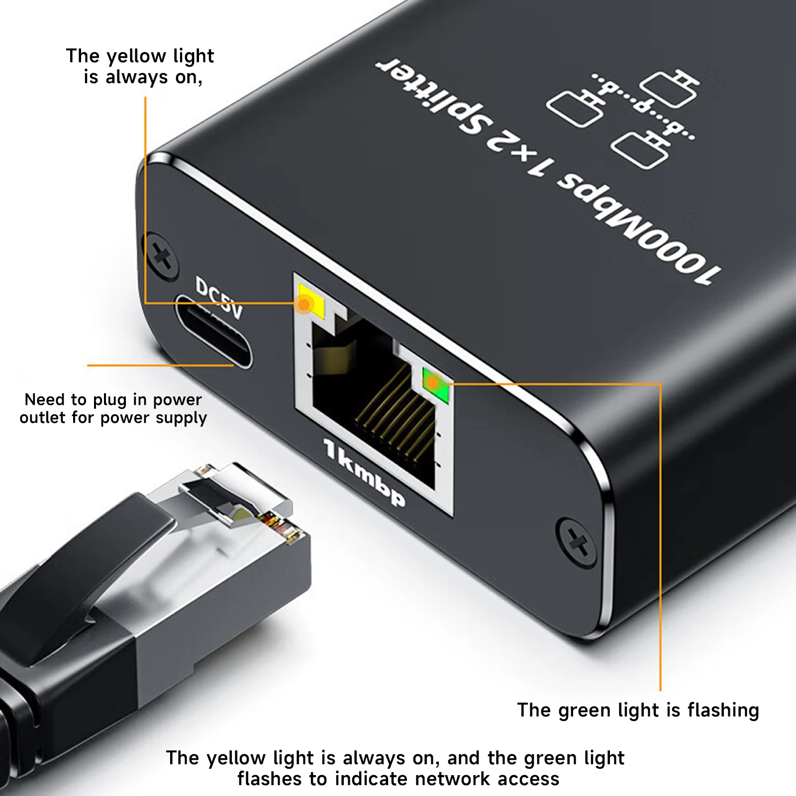 1000Mbps Ethernet Splitter 1 tot 2/4 Gigabit Netwerk Hub RJ45 LAN Internet Connector Voor TV Computer Router schakelaar Set-Top Box
