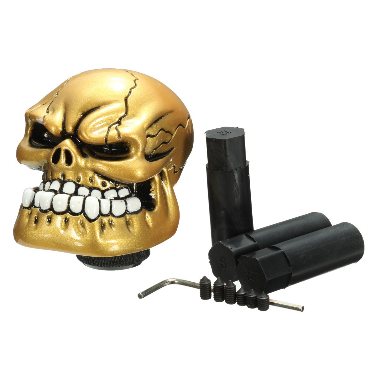 Palanca de cambios Universal con de calavera para coche, camión, Manua, perilla de palanca de cambios: Dorado