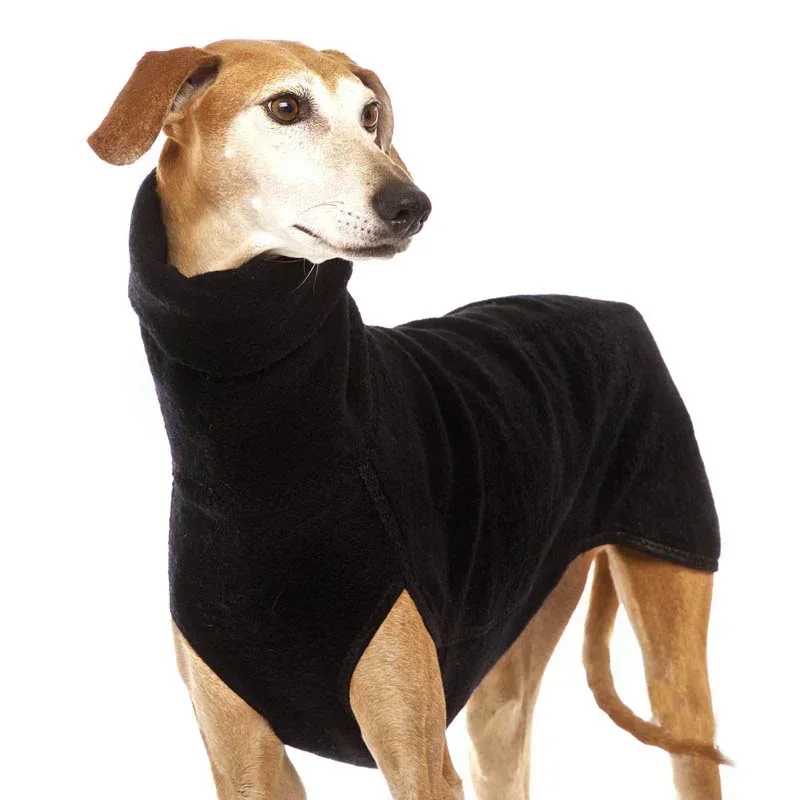 Pet inverno quente gola alta jumper camisola galgo cão engrossado roupas casaco pulôver para cães médios grandes mascotas suprimentos: 5XL / Preto