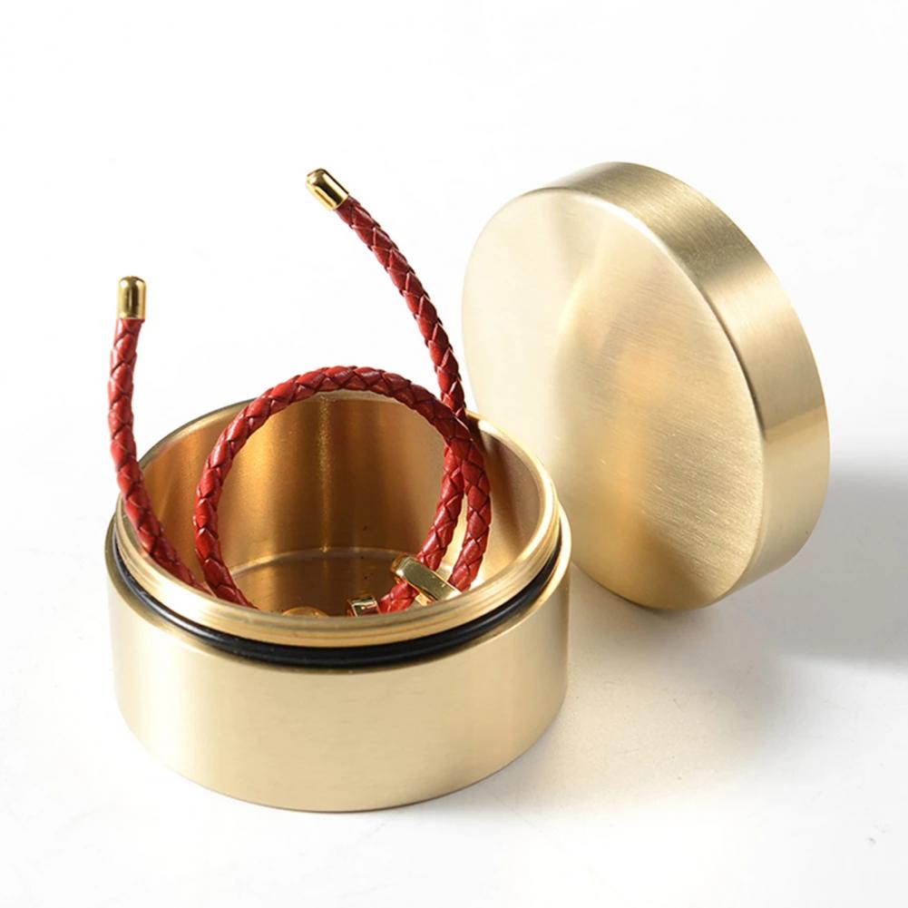 Storage Box Round Compacted Retro Style Multifunctional Brass Outdoor Waterproof Organizer for Jewelry