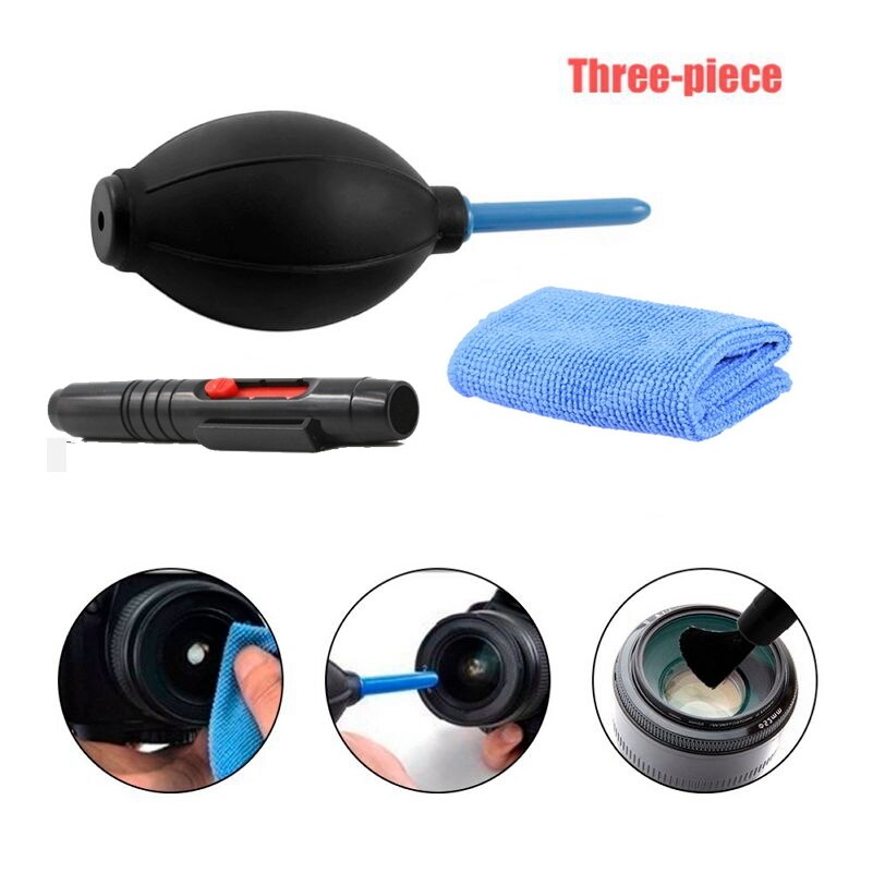 3 in 1 Kamera Objektiv Reinigung Bausätze Tragbare Bildschirm Staub Tuch Stift Luft Blasen Gebläse einstellen Weiche Pinsel für Tastatur handys