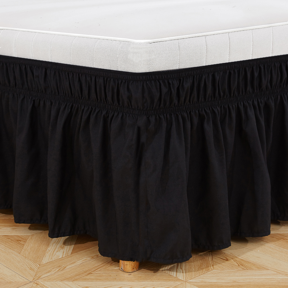 Wrap Around Ruffled Bed Skirt with Adjustable Elastic Belt Wrinkle Free Bedskirt Dust Ruffles, Bed Frame Cover Queen King Size: HEIS / King(78x80x15in)