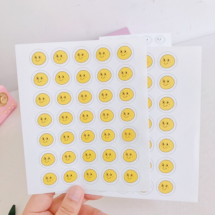 SIXONE Big Face Round Handbook Mood Sticker PVC Waterproof Sealing Paste Kawaii Notebook Computer Decorative stickers labels