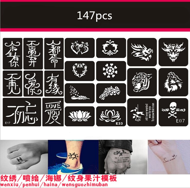 147Pcs Diy Airbrush Henna Tattoo Stencil Voor Schi... – Grandado