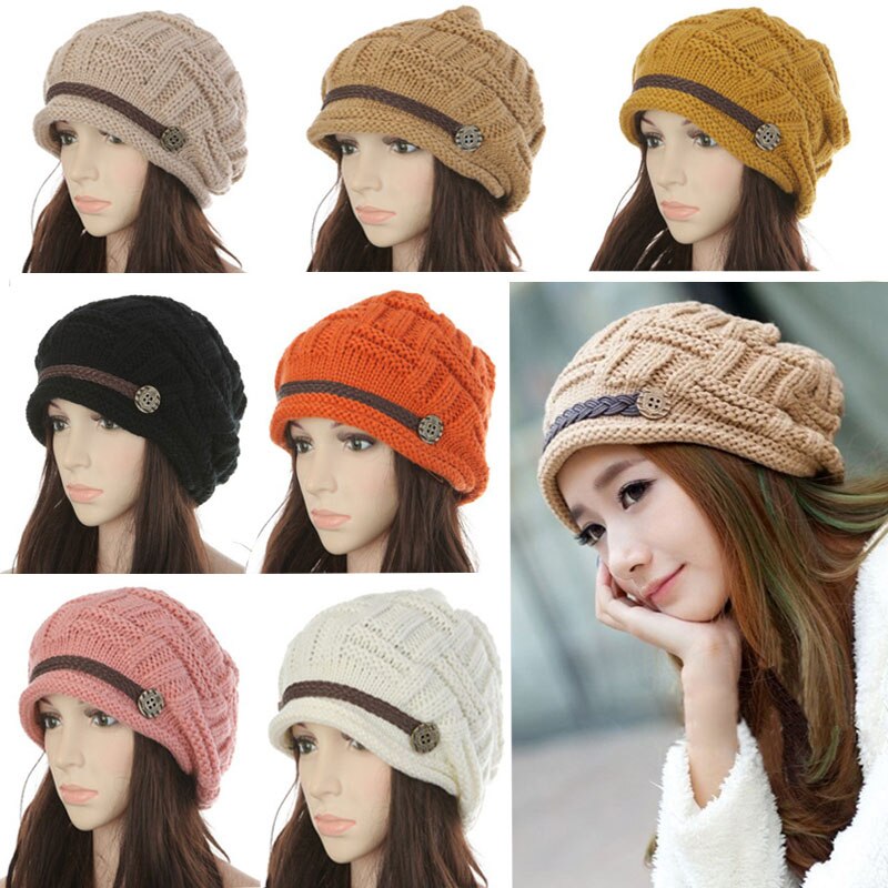 Newly Women Ladies Winter Warm Knitted Rageared Baggy Beanie Hat oversized Braided Cap FIF66