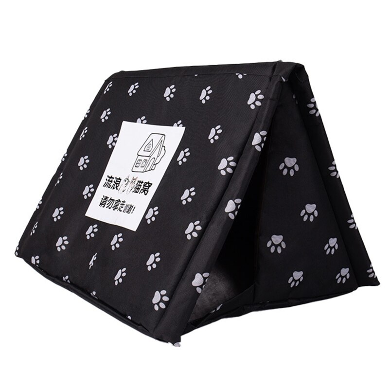 Washable and Foldable Feral Cat Kennel Cave House Waterproof Cloth Enclosed Kitty Shelter Detachable for Pet Cat: 10SN200560-L