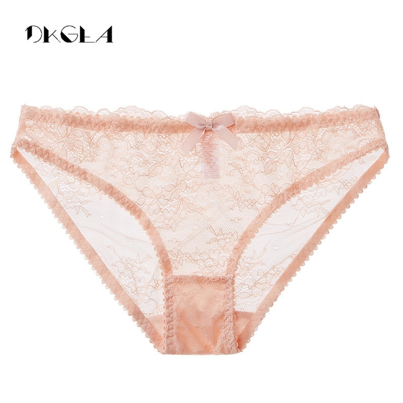 Pink Lace Panties Women Transparent Underwear Black Sexy Soft Briefs Low-Rise White Floral Embroidery Panties Plus Size XL L