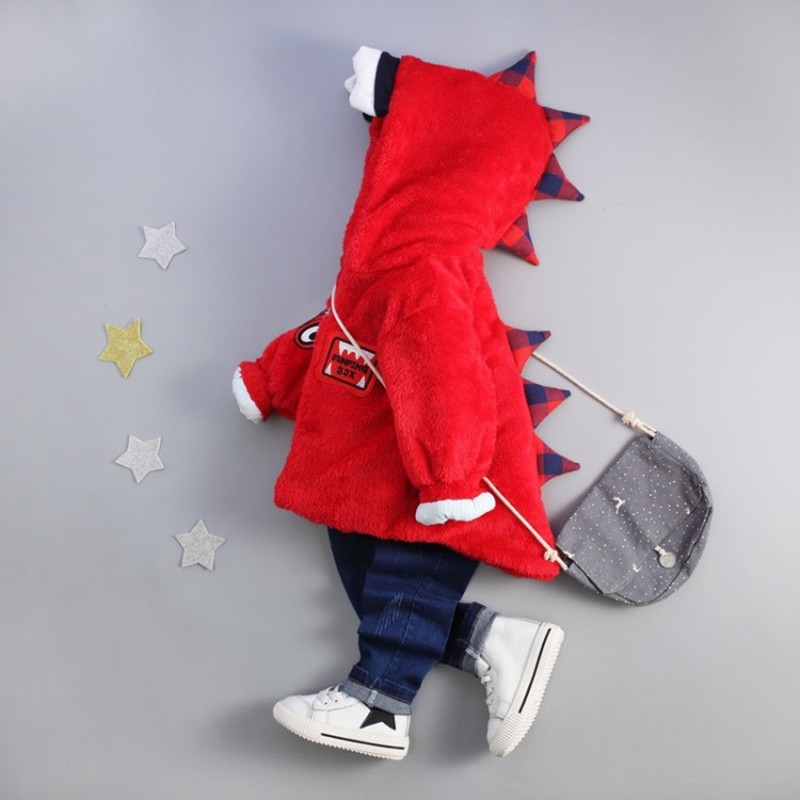 Children's Dinosaur Wool Cotton-padded Coat Warm Fleece Boys and Girls Clothes 1-7 Years Old Thickened Autumn/Winter Kids Coat