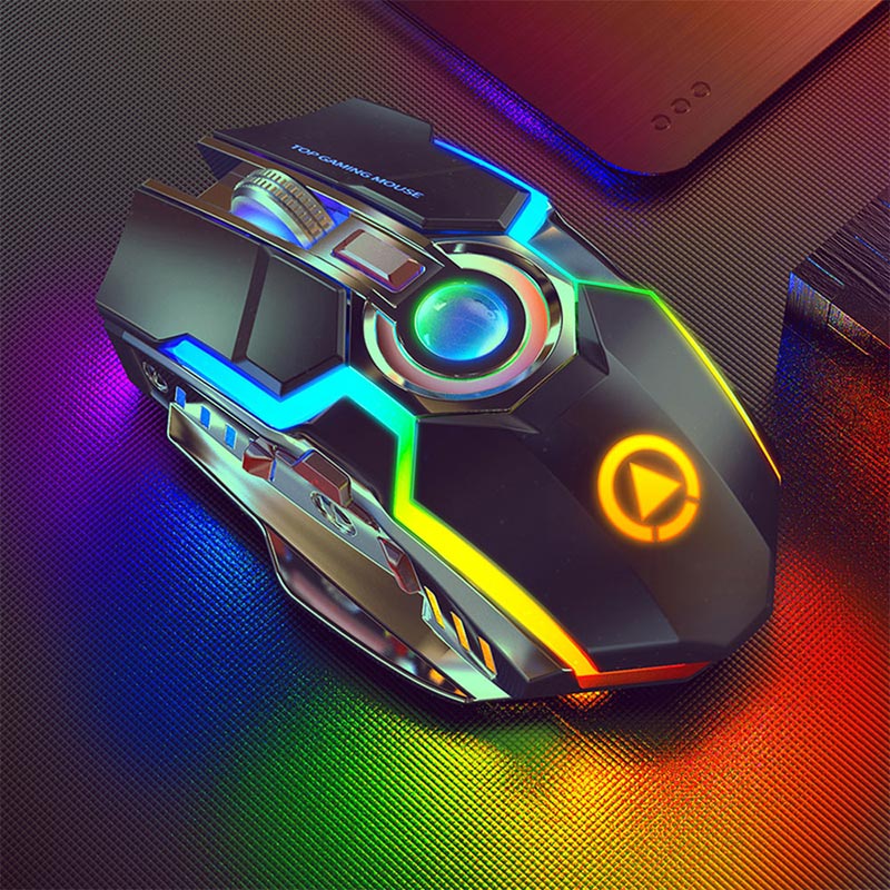 Silent Wireless Mouse Rechargeable 2.4G Gaming Mouse 1600 DPI 7 Buttons LED Backlight USB Optical Mouse For PC Laptop
