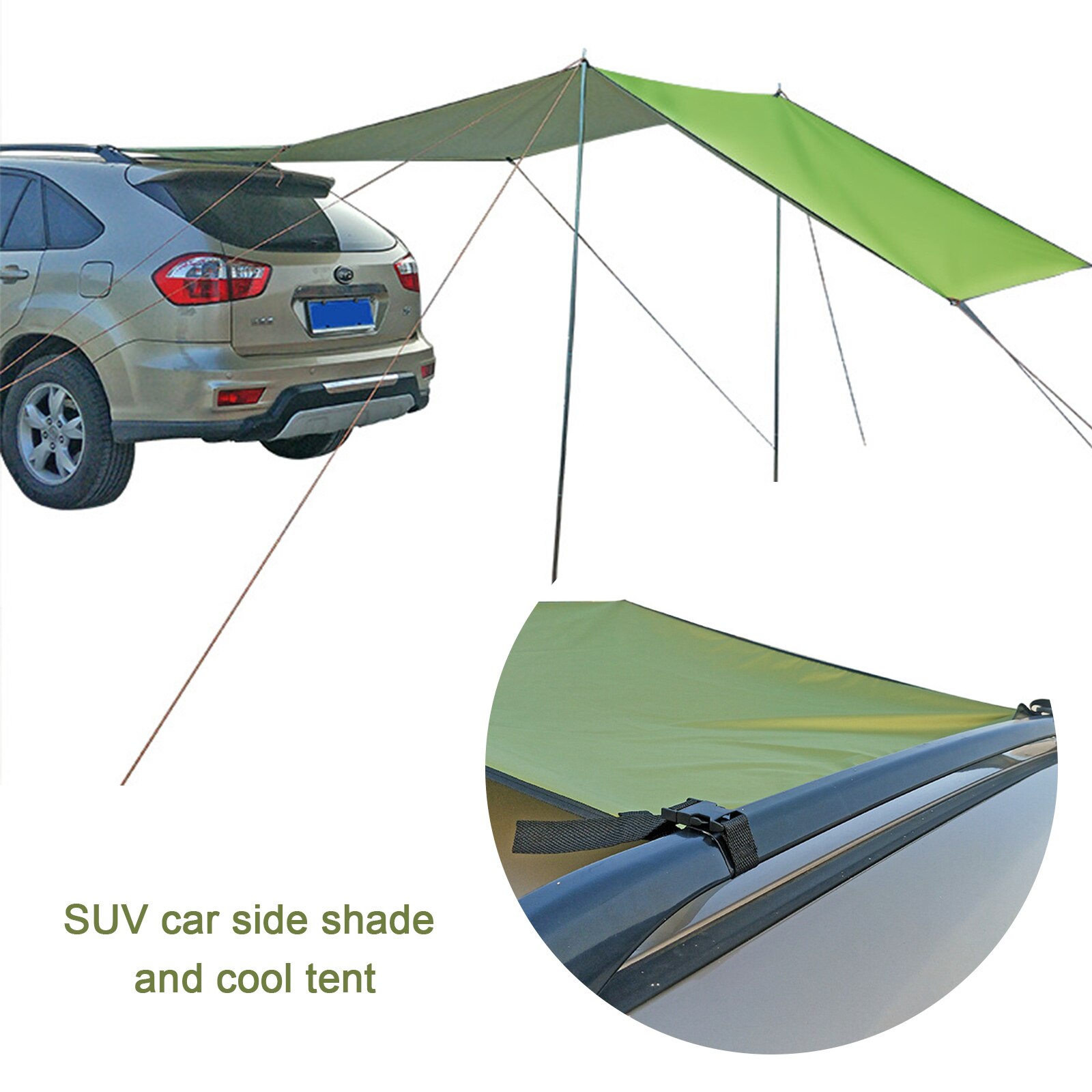 Toldo lateral para techo de coche, tienda de campaña impermeable UV portátil, toldo de lluvia para techo de automóvil, 1 Juego