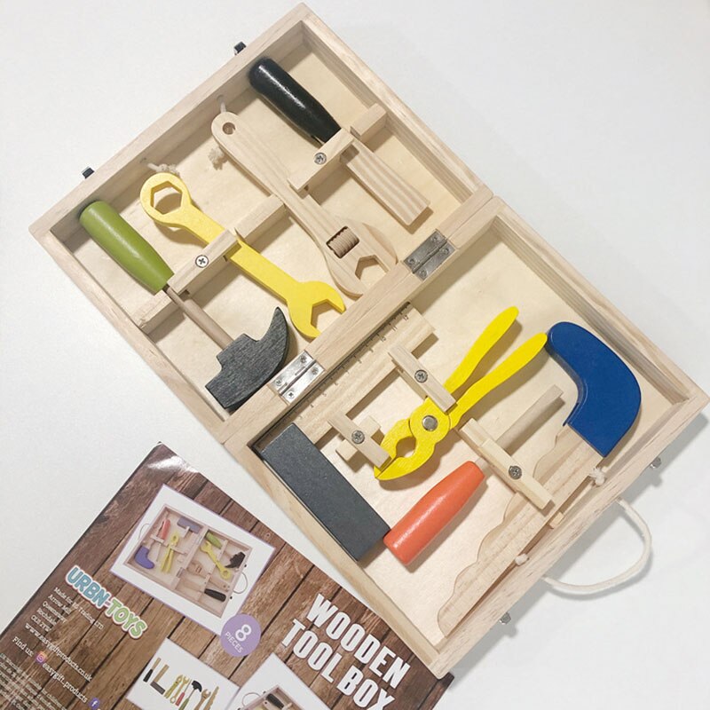 Holz Werkzeug Bausatz einstellen Spielzeug Baby Reparatur Simulation Faltbare Tragbare vorgeben abspielen Werkzeug Kasten Für freundlicher