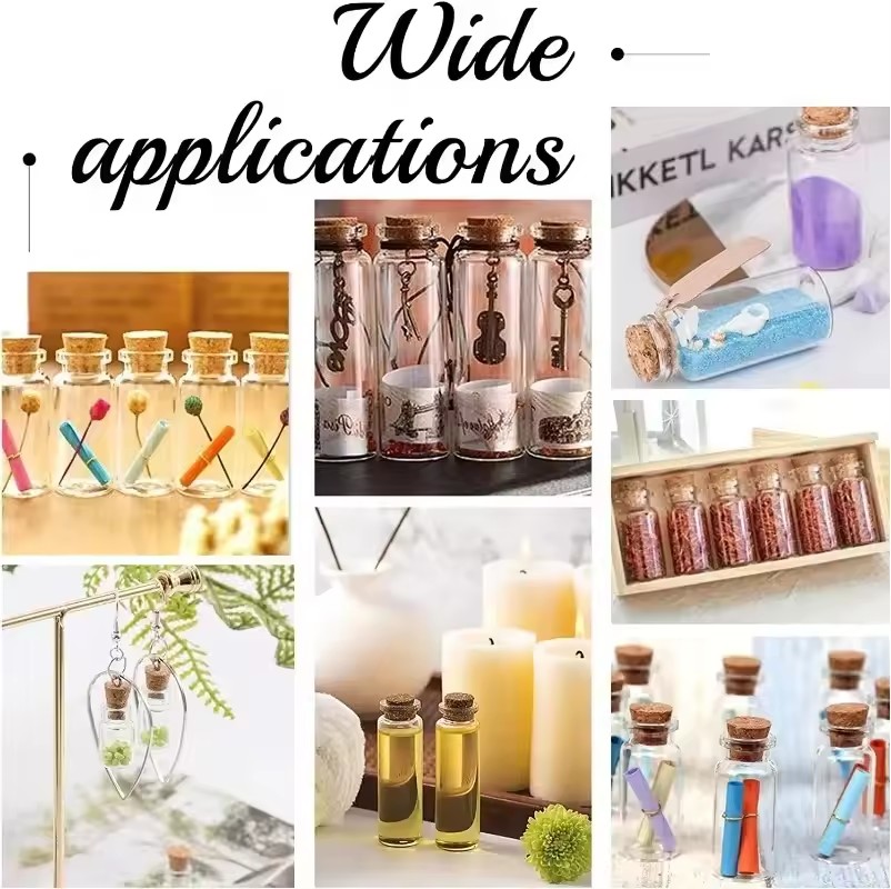Botellas de vidrio pequeñas con corcho, Mini viales de vidrio, botellas de deseos vacías transparentes, recuerdos de decoración del hogar para de boda y cumpleaños