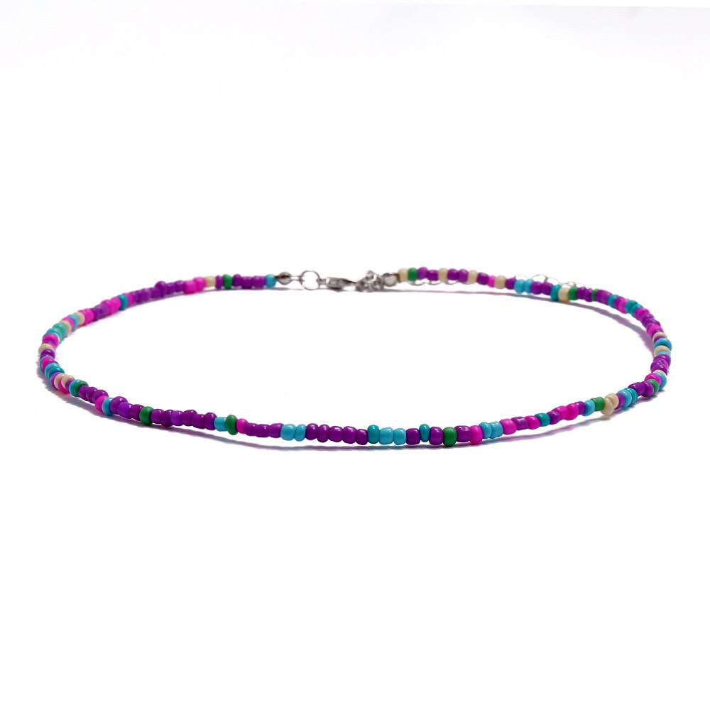 Donarsei Spring Bohemia Handmade Colorful Beaded Chokers Necklace For Women Seed Bead Clavicle Chain Boho Jewelry