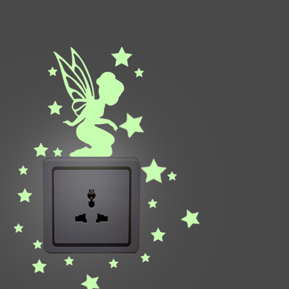 Gwiazda anioł świecące w ciemności naklejka strąk włącznik kot placki świecąca naklejka na ścianę naklejka fluorescencyjny zielony wróżka naklejka pokój dziecięcy Dom dekoracje: A