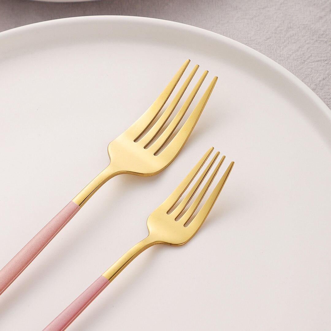 Pink Gold 32Pcs Cutlery Set Stainless Steel Dinnerware Mirror Resueable Luxury Home Knife Spoon Fork Tableware Set Flatware Set