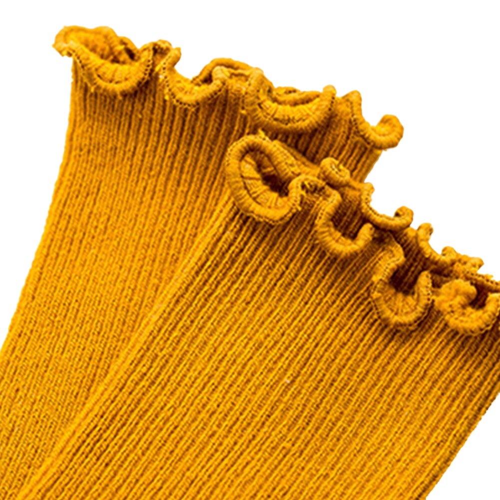 Baby Peuter Baby Katoenen Sokken, Warm Naadloze Effen Kleur Gebreide Ruffle Crew Sokken Voor Jongens Meisjes