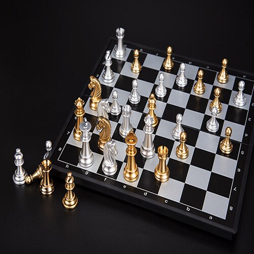 Magnetic Chess Board Medieval Gold And Silver Chess Board Set Leisure Entertainment Children For Games Chess: 20X20CM Gold Silver