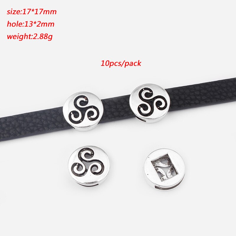 1 pacote antigo redondo triskele trisk espiral slider espaçador caber 10mm cabo de couro liso pulseira jóias descobertas fazendo: style6