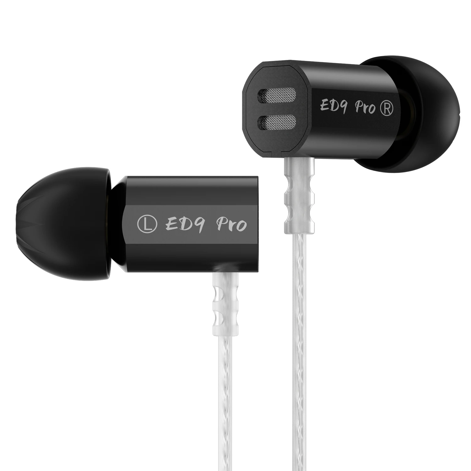 KZ ED9 PRO In Ear Earphones Semi-Open Large Soundstsge Dynamic Driver Bass Music Headset HIFI Zinc Alloy Metal Earphones: black