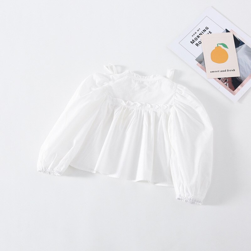 Blusa holgada de algodón con manga abombada para niña de 1 a 5 años, camisa blanca a la ,