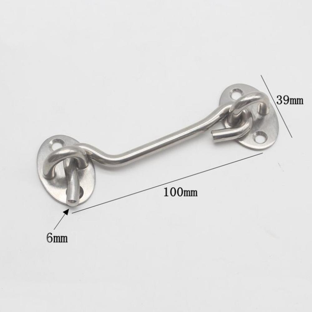 Stainless Steel Window Door Latch Security Lock Cabin Garage Barn Door Easy Hook Privacy Eye Lathes: Silver