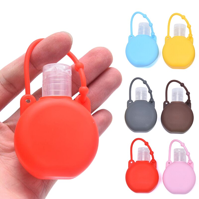 5 stuks 30ml siliconen ronde fles sleutelhanger handwasgel dispenser sleutelhanger handdesinfecterend middel schooltas sleutelhanger