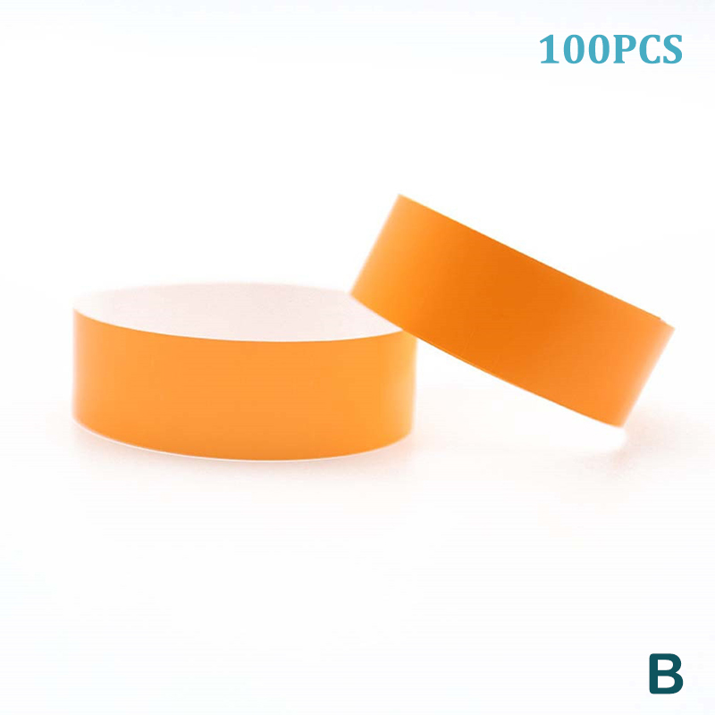 100pcs Party Paper Bracelet Synthetic Paper Wristbands Sticky Wristband Painting Pattern Logo Paper Party Wristbands: Fluorescence Yellow