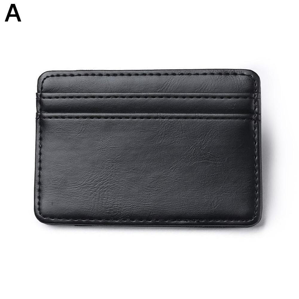 Mini cartera ultradelgada para hombre, billetera pequeña de PU para negocios, billetera de cuero con logotipo de tarjeta, sin monedero: A