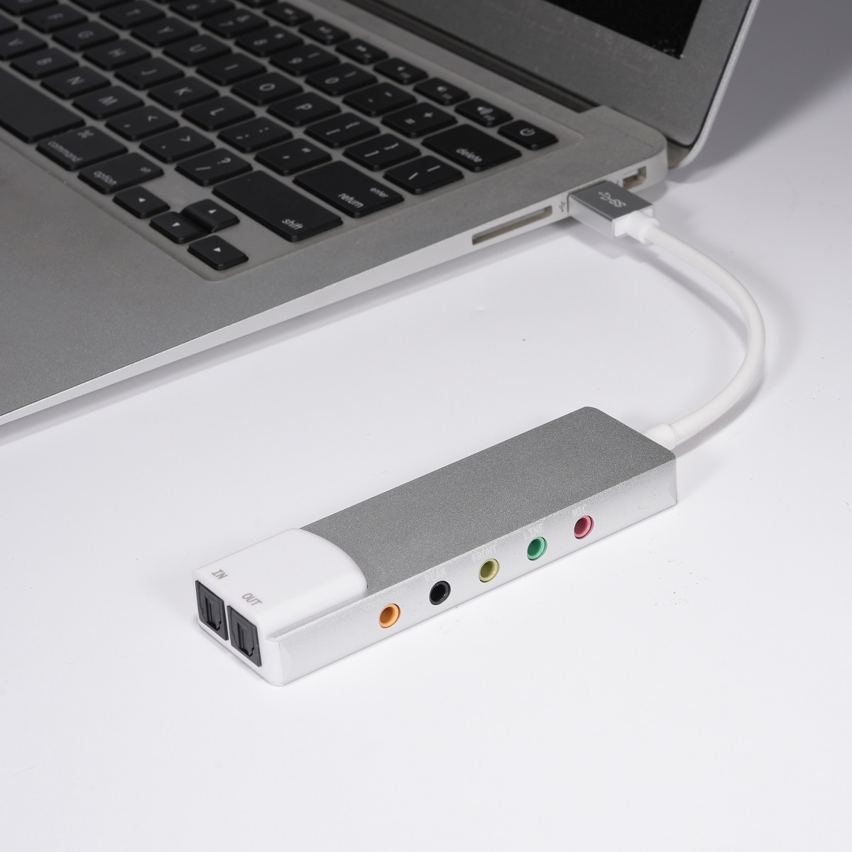 Multifunctionele Externe Usb Audio Adapter Usb Geluidskaart Aluminium Legering 7.1 5.1 Kanaal Spdif Optische Voor Pc Computer: Zilver