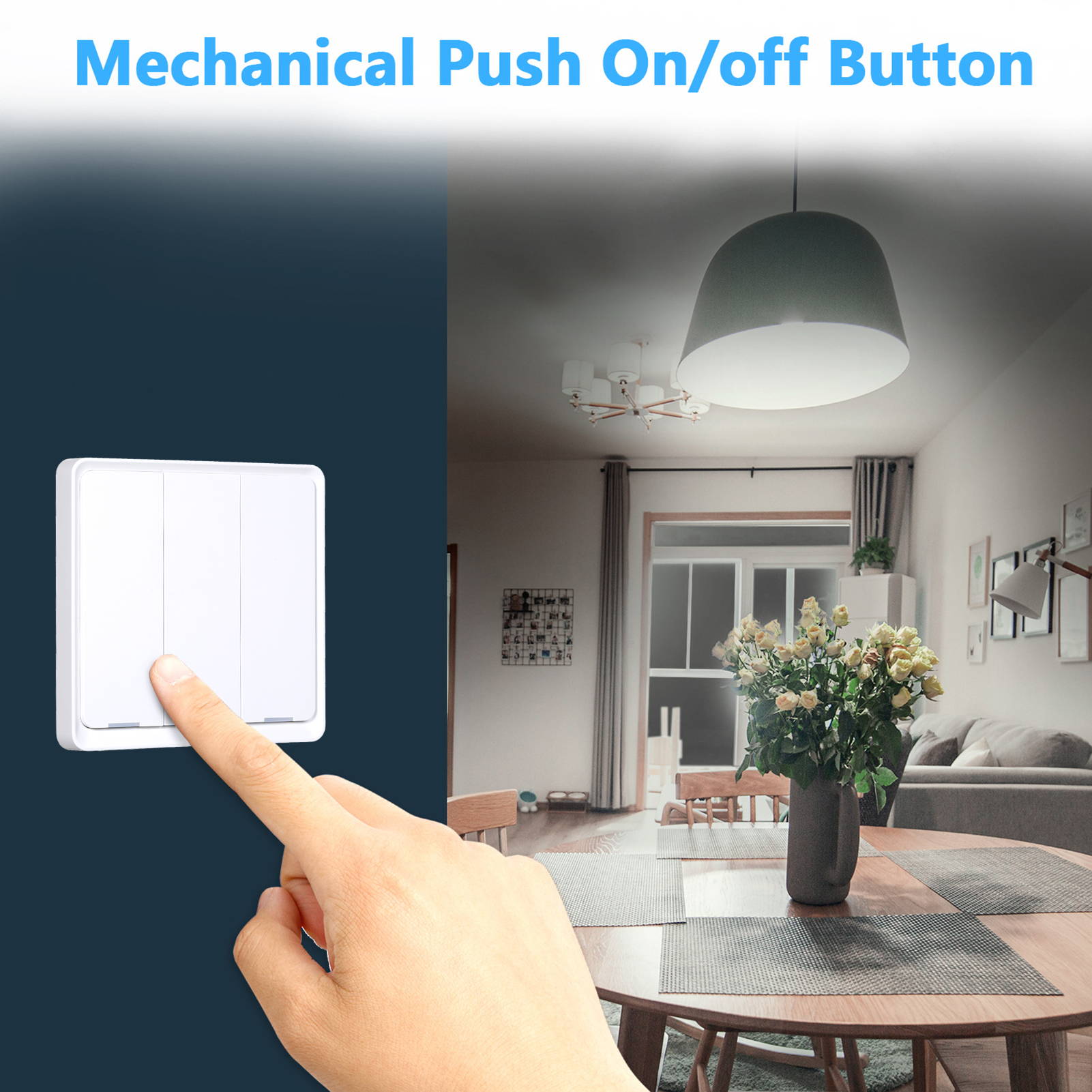 3 Gang Tuya Wifi Smart Light Switch 2.4Ghz Light Switch with Timer No Neutral Wire Needed Compatible with Alexa and Google Home
